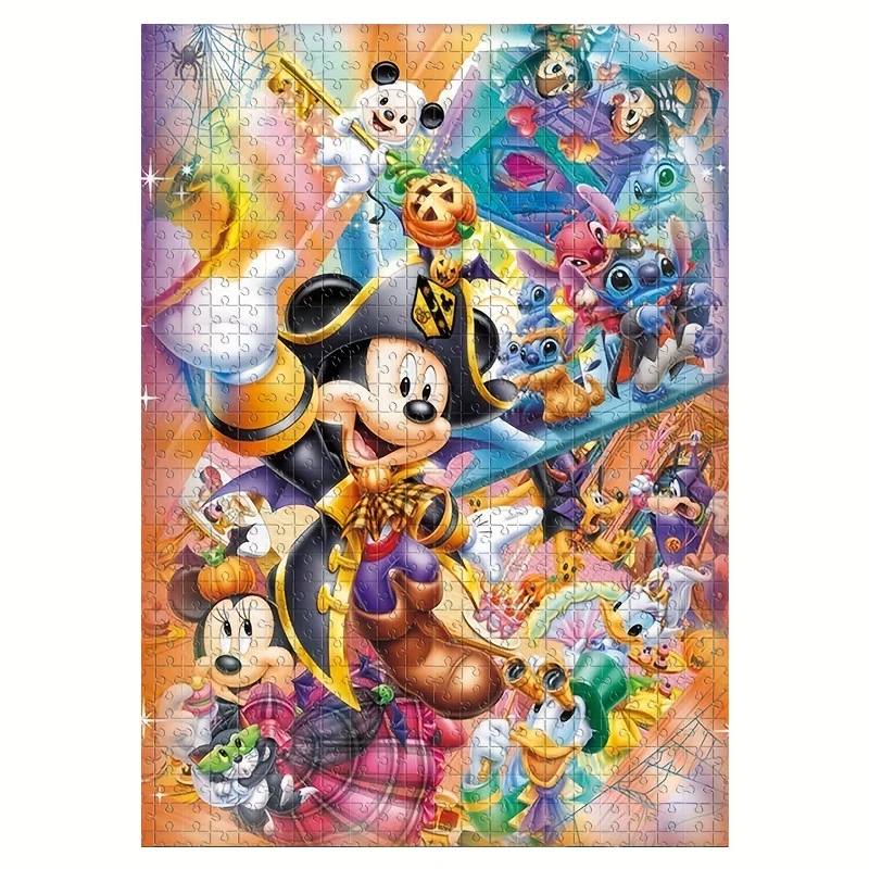 1000 peças mickey & minnie mouse, pato donald, pateta, plutão, figaro quebra-cabeça-jogo oficial de festa de aniversário/natal com vibrante