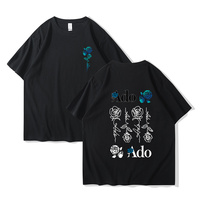 Ado Blue Rose T-shirts Wish World Tour Merch Tee Women Fashion Casual Harajuku Short Sleeve