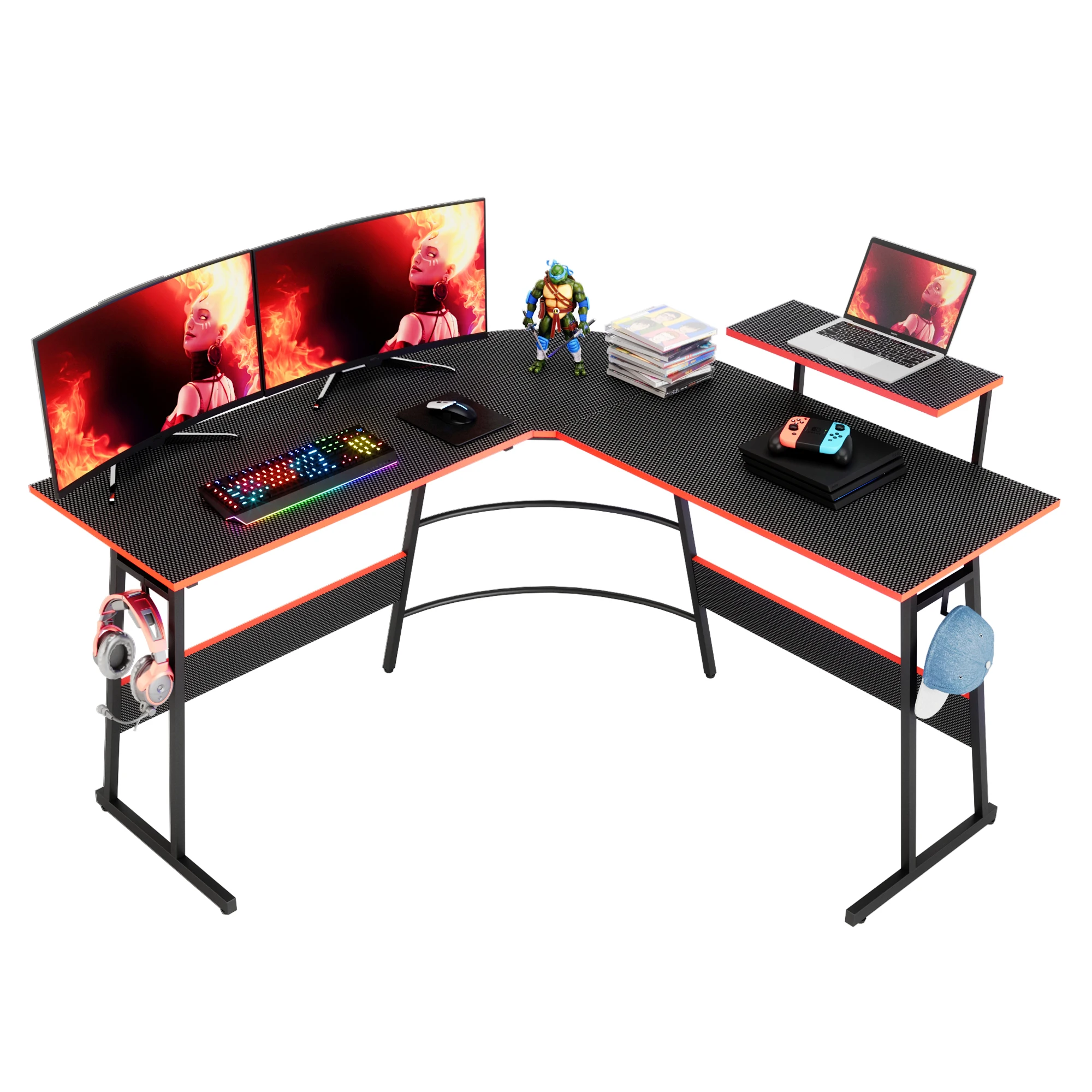 

Game Table with cornering, Wooden Computer Game Table With RGB Lights, Used For Esports Space-saving,Simplicity,Pragmatic