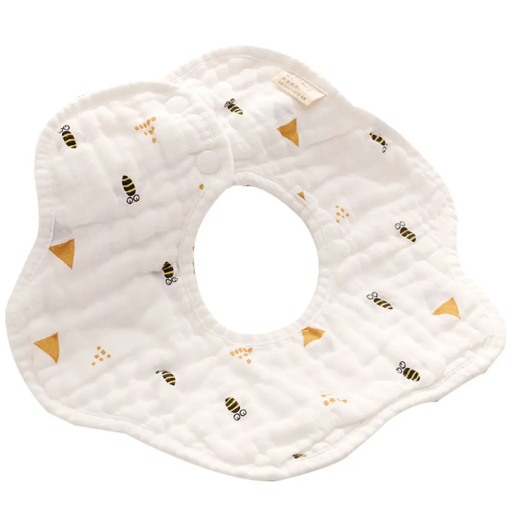 

3pcs Cotton 8-Layer Gauze Cartoon Design Baby Comfortable Saliva Towel Durable Soft Strong Buckle Easy Use Multiple Patterns
