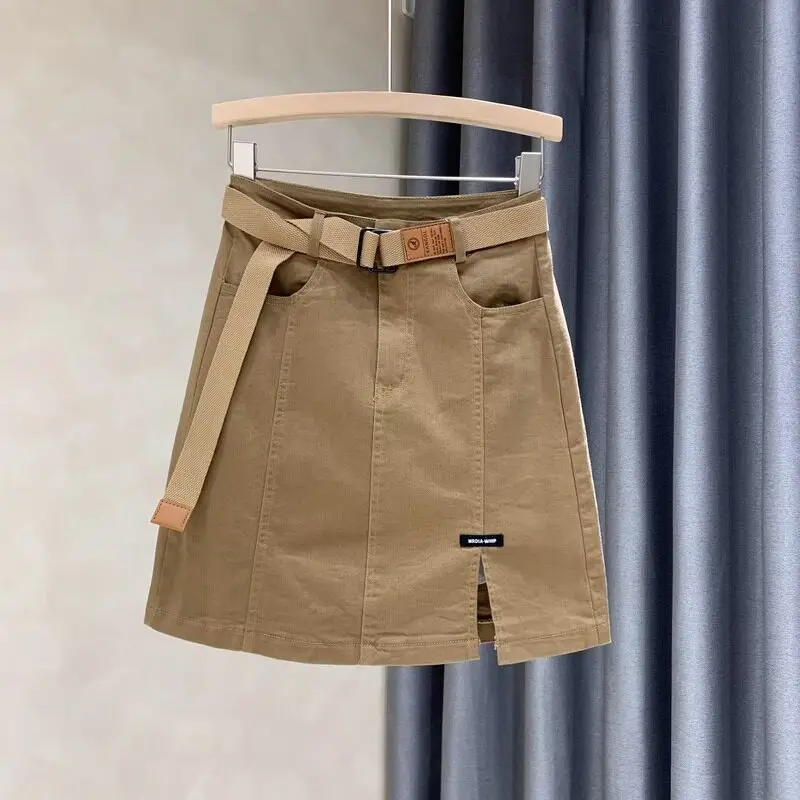 

Новая летняя короткая юбка А-силуэта с высоким разрезом, облегающая, универсальная, для повседневной носки, для женщин, 2026