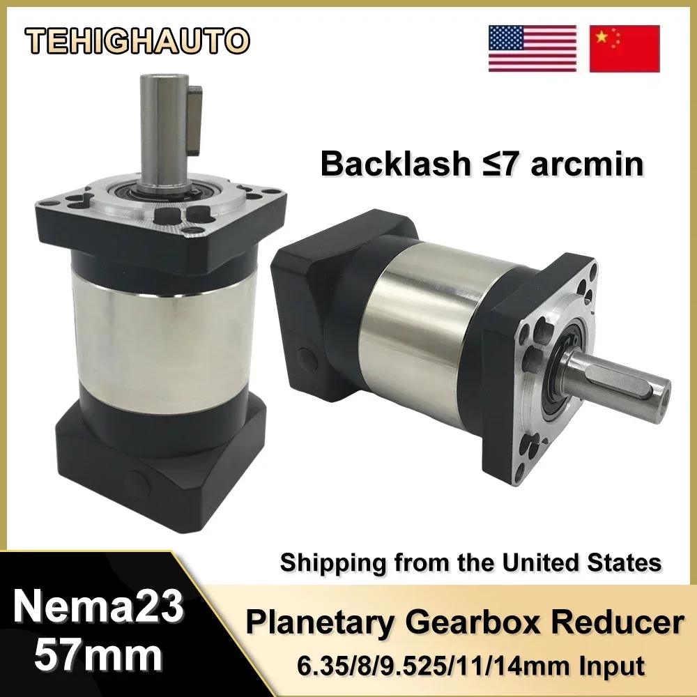 

Nema23 Planetary Reducer Gearbox 6.35/8/9.525/11/14mm Input 14mm Output Ratio 4:1-100:1 for 200W 400W Servo Motor