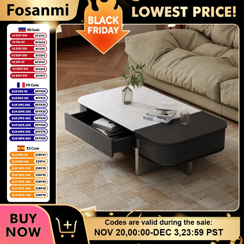 

Modern Nordic Coffee Table with Storage Drawer Simple Home Office Sturdy Metal Base Center Table Luxury Living Room Coffee Table