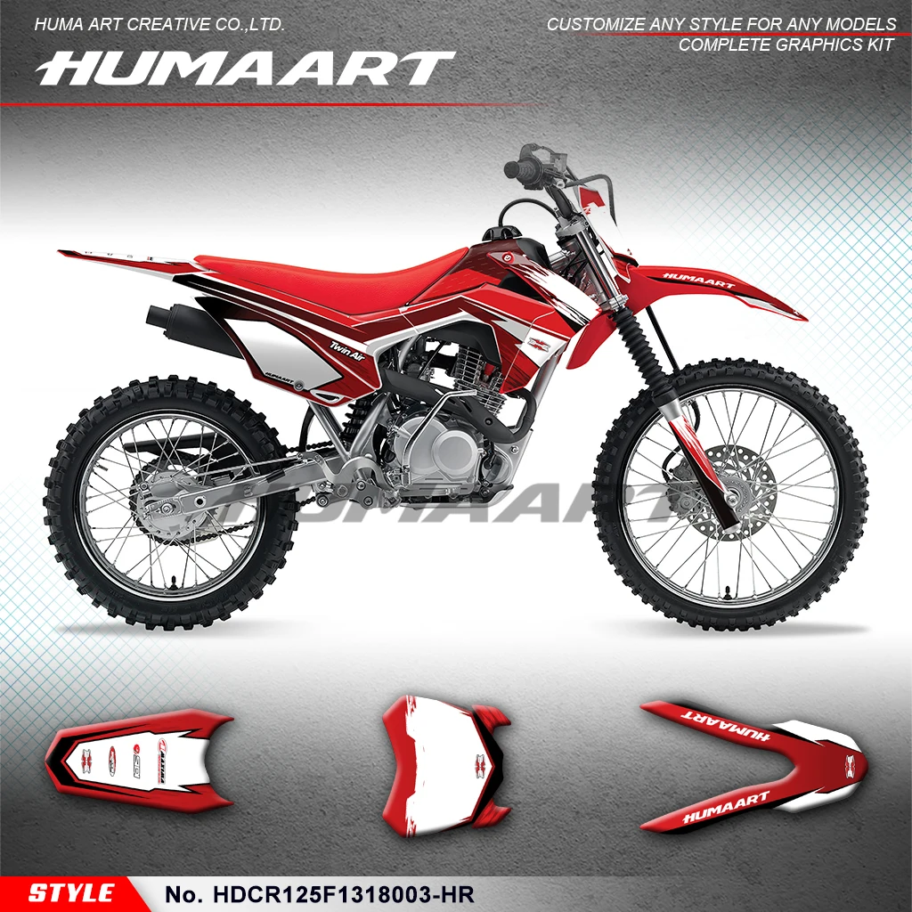 

HUMAART Adhesive Sticker Glossy Laminate for Honda CRF125F 2013 2014 2015 2016 2017 2018, HDCR125F1318003-HR