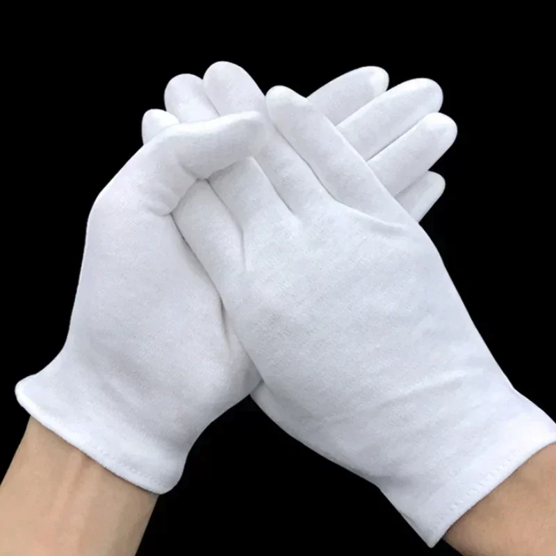 Luvas de trabalho de algodão macio branco, Luvas High Stretch para Hands Dry Handling Film, Luvas SPA, Ferramentas de limpeza doméstica