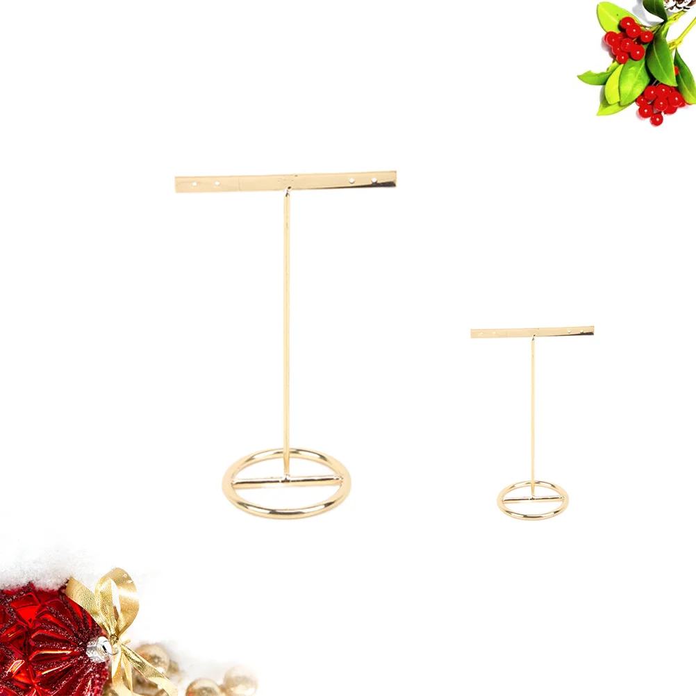2Pcs Elegant T Shape Earring Stand Stainless Steel Jewelry Display Rack for Studs Hoops Organized Storage Gift Idea