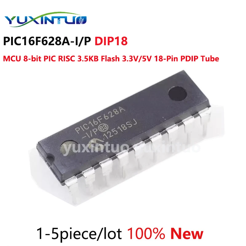 1-5pcs/lot PIC16F628A-I/P PIC16F628A DIP18 	 MCU 8-bit PIC RISC 3.5KB Flash 3.3V/5V 18-Pin PDIP Tube chip