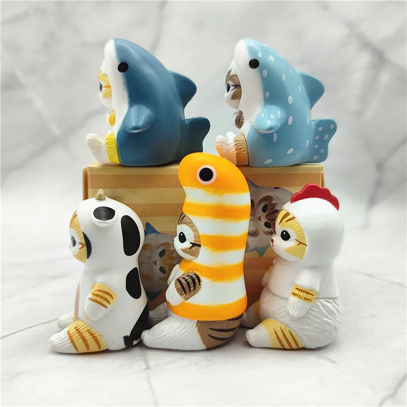 Mofusand anime figure Cute Cats PVC Action Figure Set per gli amanti degli animali Shark Cat Cake Car Decoration anime figure