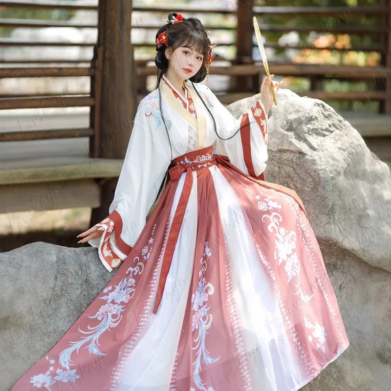 

Chinese Style Embroidered Hanfu Waist-length Ruqun for Women Spring Autumn Daily Outfit