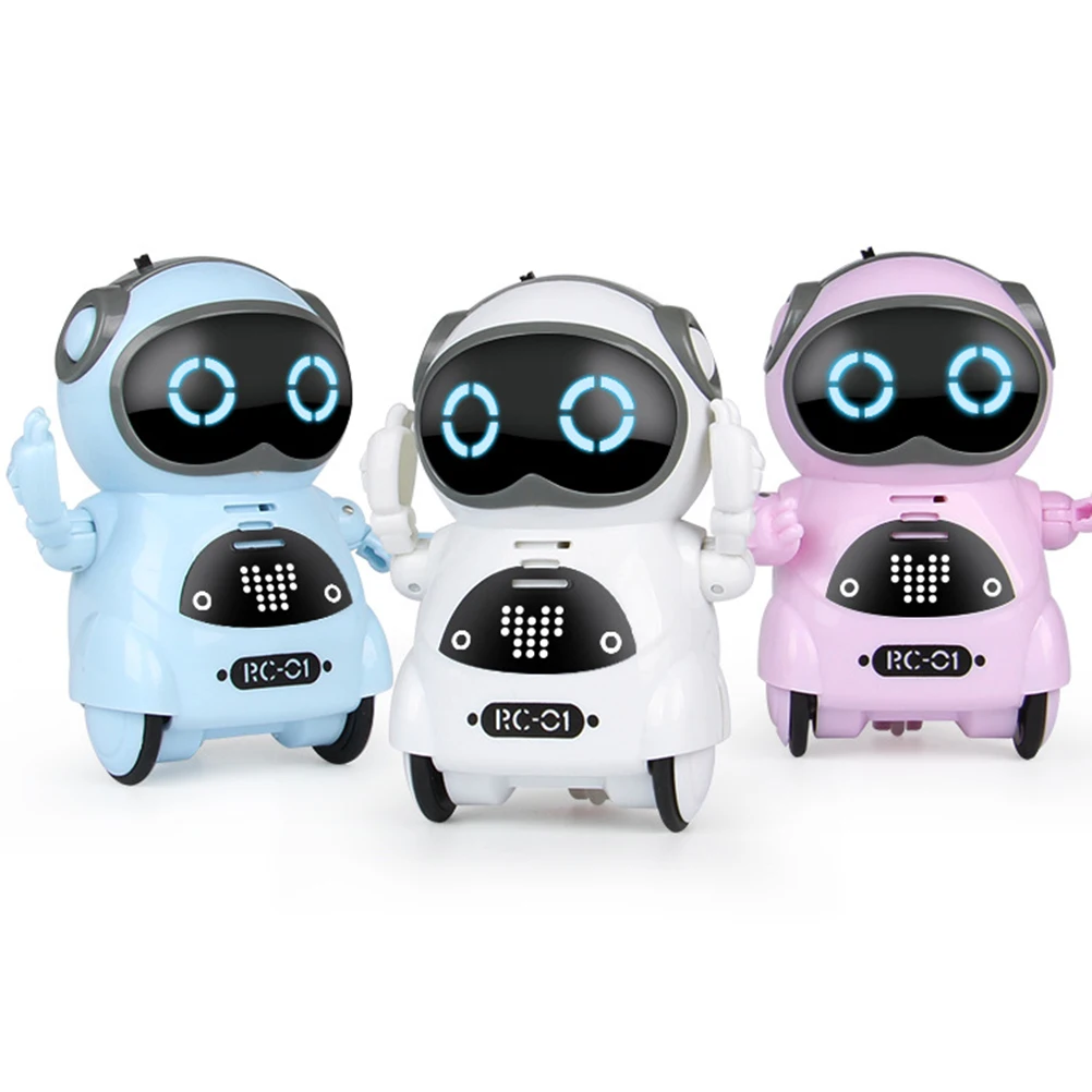 

Intelligent Voice Robot Toy LED Light Music Dancing Mini Size Portable Kids Educational Science Playset Sound Control Walking
