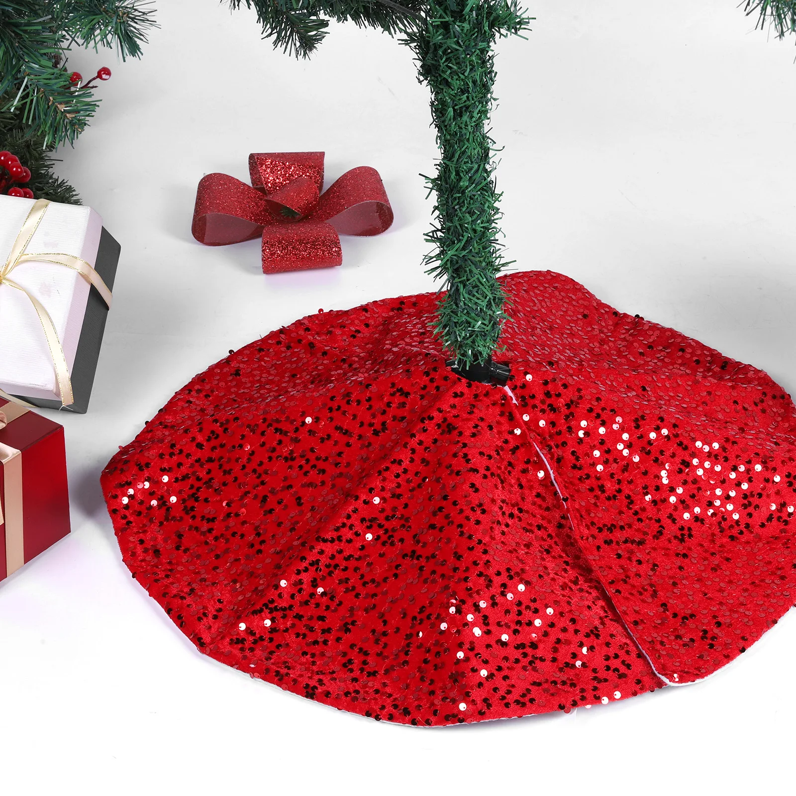 

Christmas Tree Skirt with Small Sequins Sparkling Sequin Tree Skirt Small Tree Skirt for Winter Party Indoor Outdoor Decorations