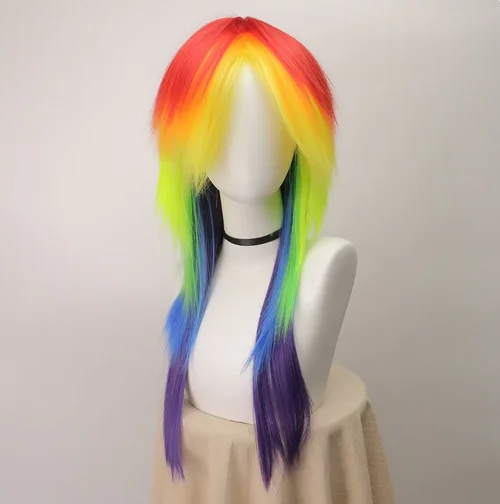 Synthetic Hair Women's Cosplay My Little Pony Rainbow Dash Multi Color Heat Resistant Party Wig