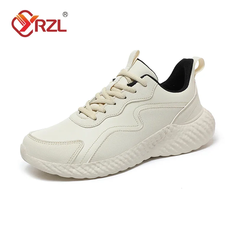 

YRZL Black Running Shoes Men Waterproof Athletic Sneakers Men Wear-resistant Non Slip Walking Sport Shoes Comfortable Men Shoes