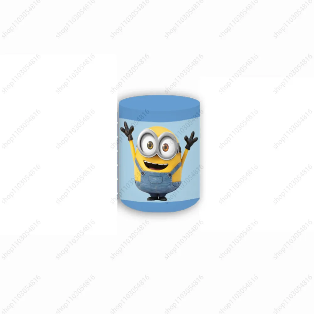 Minions รอบฉากหลังสำหรับวันเกิดสำหรับเด็กทารกที่อาบน้ำสีเหลืองสีฟ้ารูปภาพวงกลมยืดหยุ่นภาพพื้นหลัง