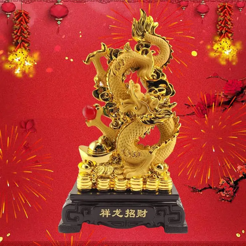 

Feng Shui Golden Dragon Chinese New Year Dragon Symbol Of Fortune And Auspiciousness Dragon Year Golden Resin Collectible