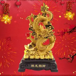 Feng Shui Golden Dragon Chinese New Year Dragon Symbol Of Fortune And Auspiciousness Dragon Year Golden Resin Collectible