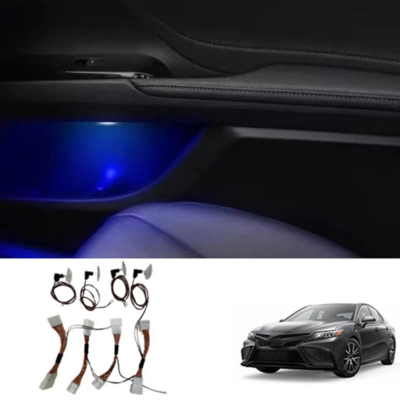 4Pcs Atmosphere Lamp Car Interior 4 Door Storage Box LED Ambient Light For Toyota For CAMRY 2018-2022