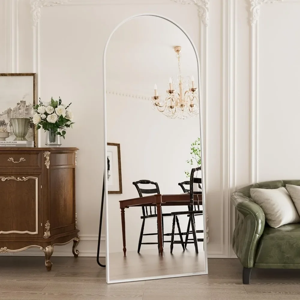 Arched Full Length Mirror, Free Standing Floor Mirror, Modern Full Body Mirror com suporte, Wall Mirror, 65x22 em