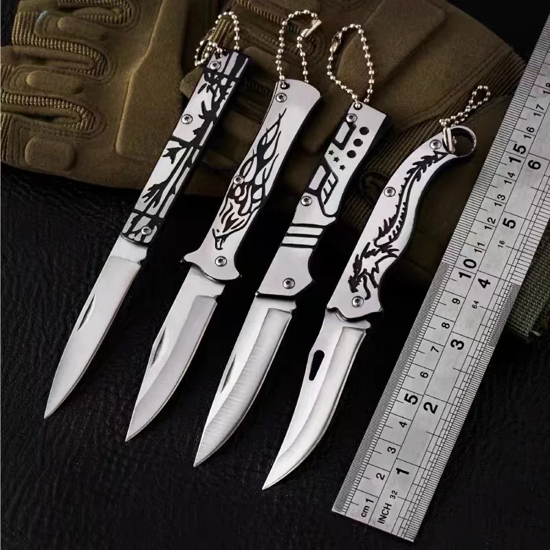 Stainless Steel Fruit Knife Folding Pocket Knife Outdoor Camping Knife with Non-slip Hunting Knife Outdoor Survival Knife