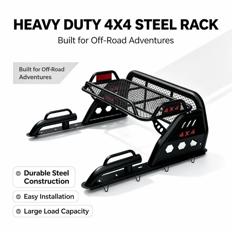 Heavy Steel Pickup Sport Bar Gantry with Cargo Basket 4x4 Offroad Modification Accessories for Truck