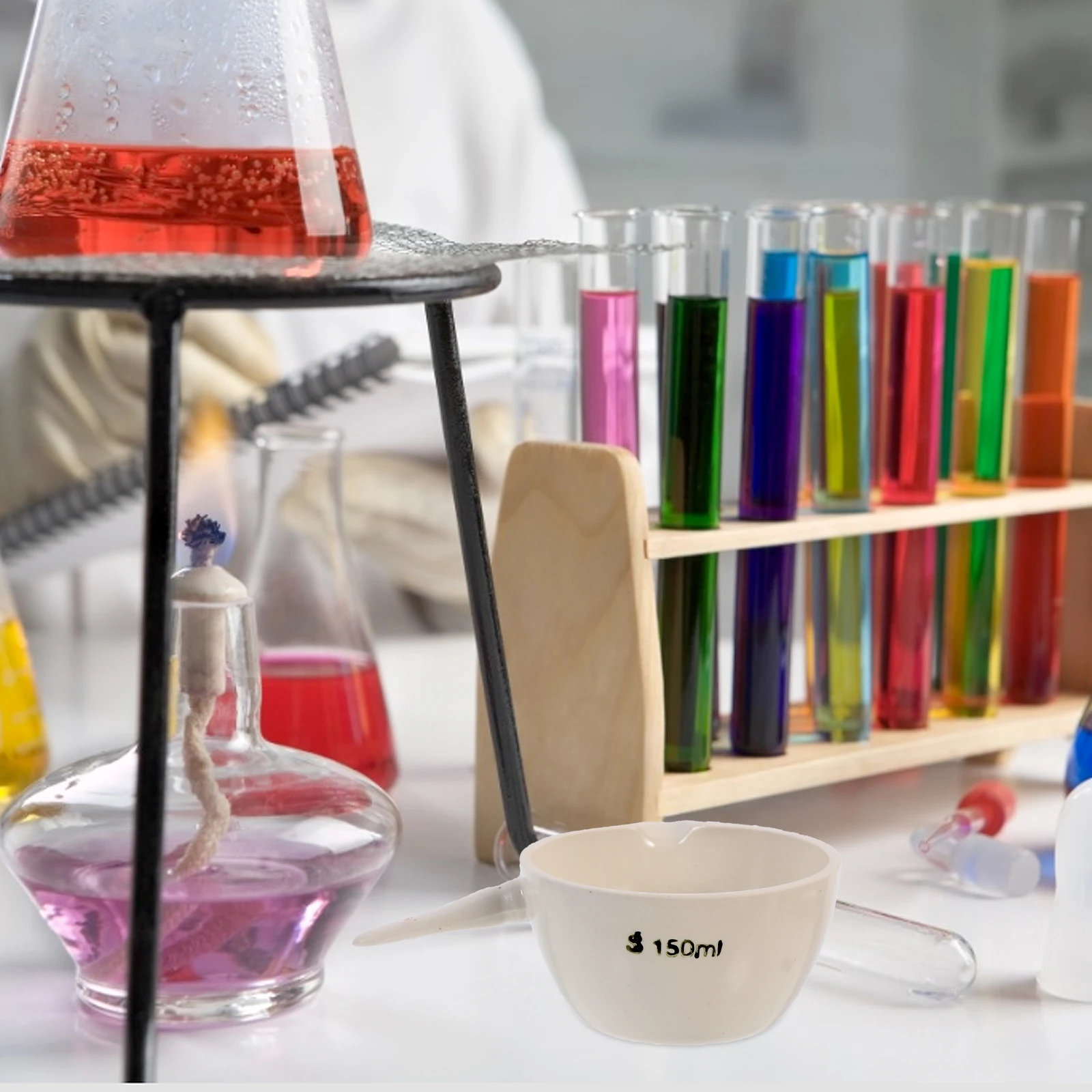 

2Pcs Ceramic Evaporating Dish Round Handle Heat Resistant Stable Base Laboratory Science Evaporating Basin Laboratory Tool