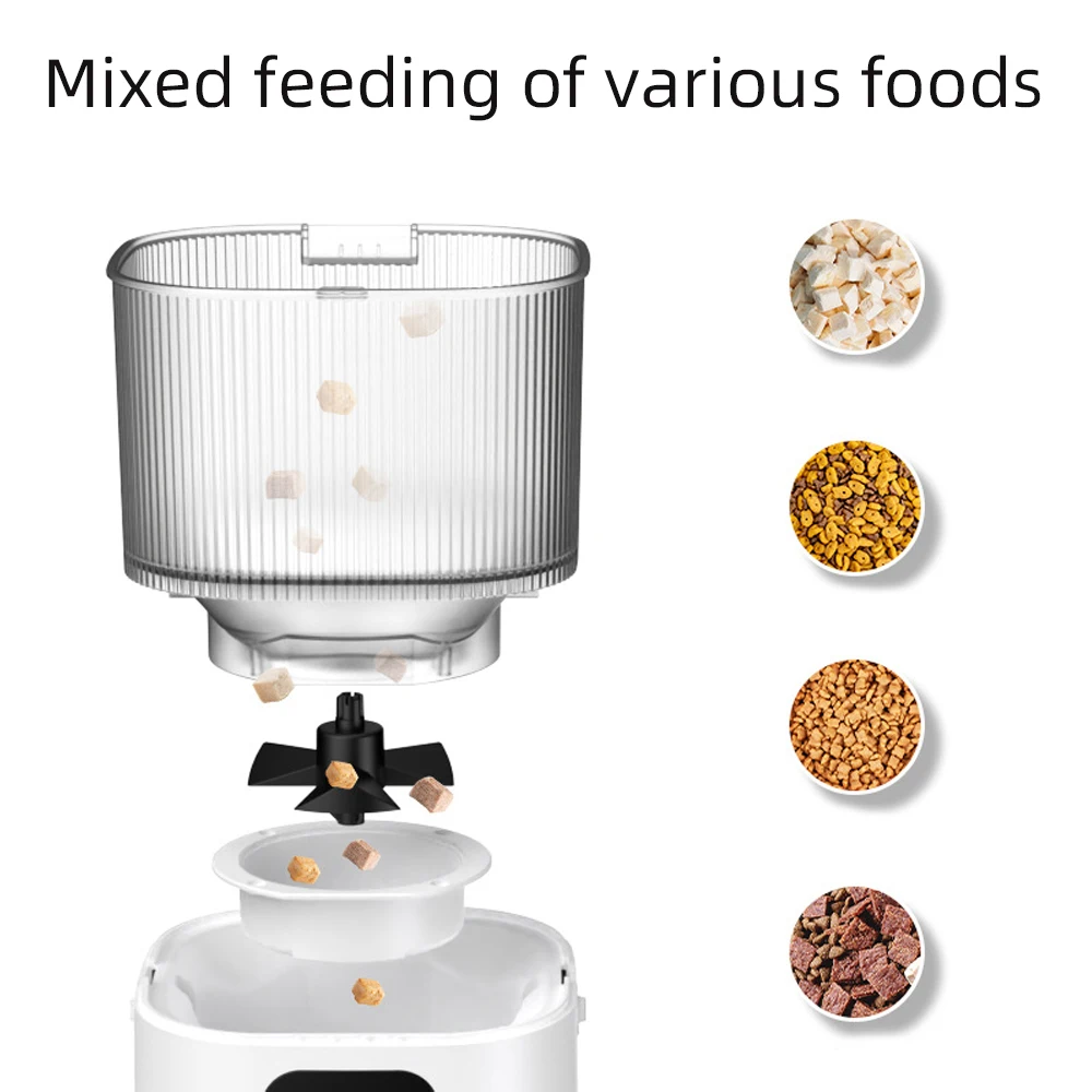 자동 반려동물 먹이 공급기, 고양이 스마트 먹이 공급기, 와이파이 카메라 버튼, 음성 타이밍, 정량 슬로우 푸드