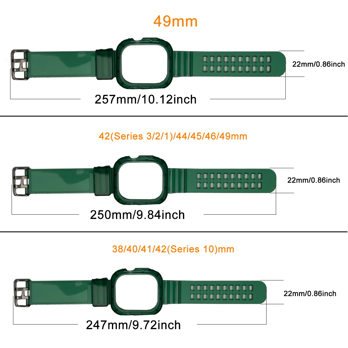 For Apple Watch Band 11/10/9/8/7/6/5/4/SE/Ultra Transparent Silicone Bracelet iWatch Series Case+Straps