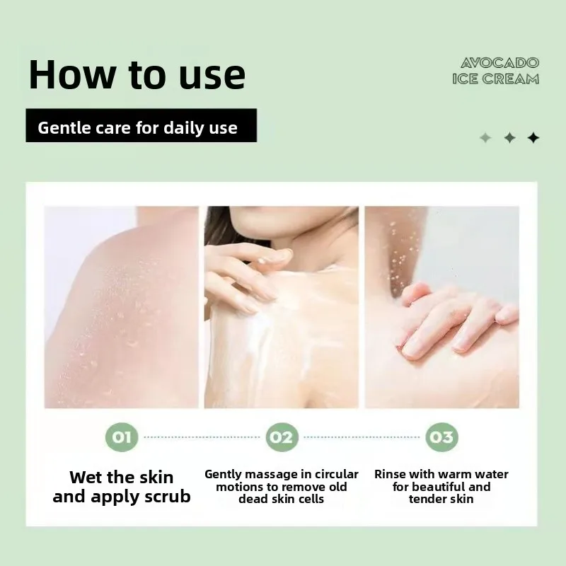Avocado Body Scrub-Gentle Exfoliating Radiant Skin Care Removes Dead Skin Cells Nourishes and Boosts Natural Glow for SmoothSkin