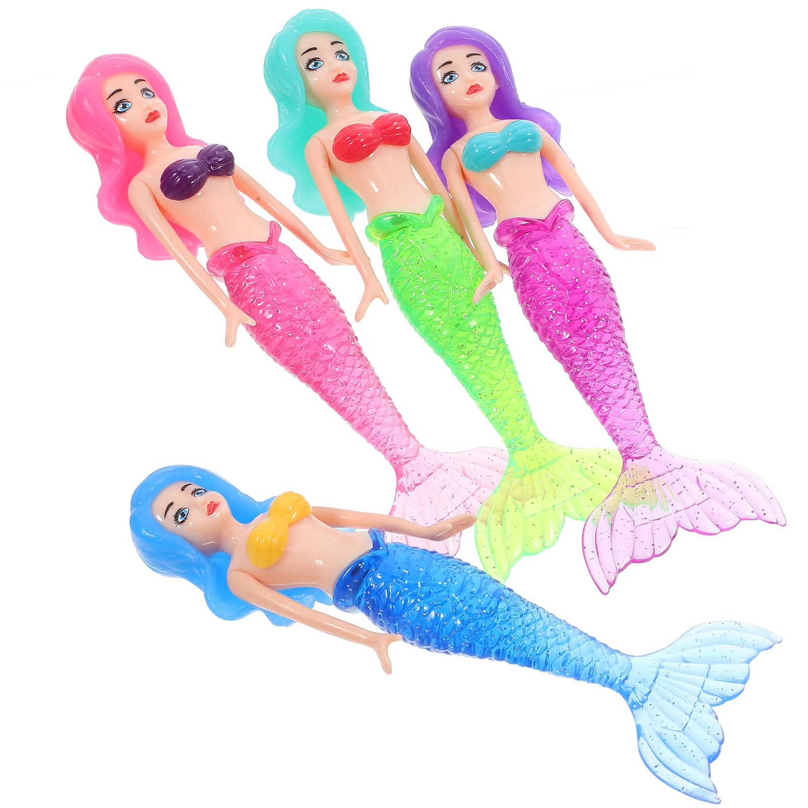 4 Pcs Mermaid Water Toy Little Toys Diving Kids Swimming Pools for Modeling Dolls Plastic Tub