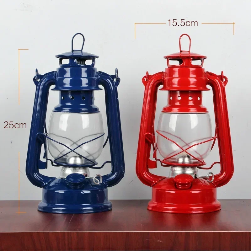 Retro Iron Kerosene Lamp with Wick Vintage Photography Props Home Decoration for Coffee Shop Figurines Miniatures Kerosene Lamp