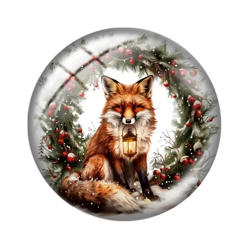 Foxes in Wreaths Clipart  10pcs 12mm/18mm/20mm/25mm Round photo glass cabochon demo flat back Making findings