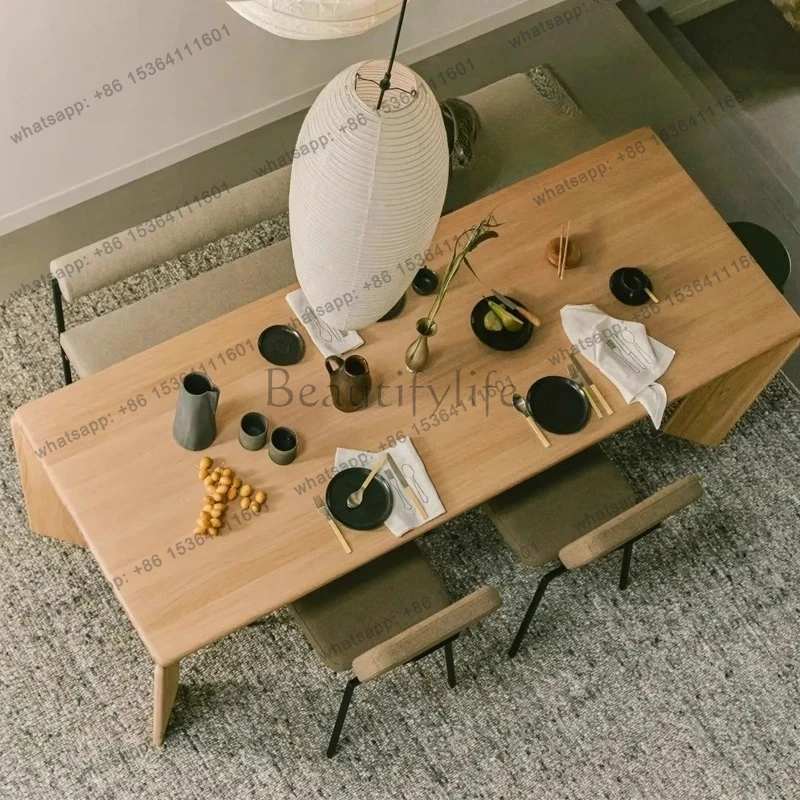

Solid wood dining table Log table Nordic medieval wabi long ash wood long table Cream designer