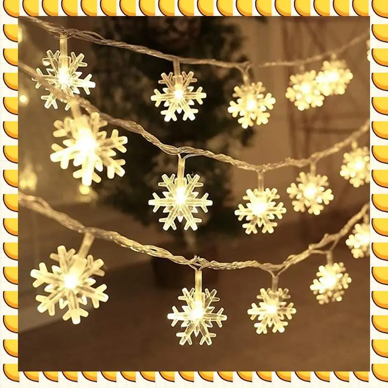 BAAU 2X LED Snowflake String Light Outdoor For Christmas Garden Decor For Holiday Lighting Decor Light 1.5M 10Lamp