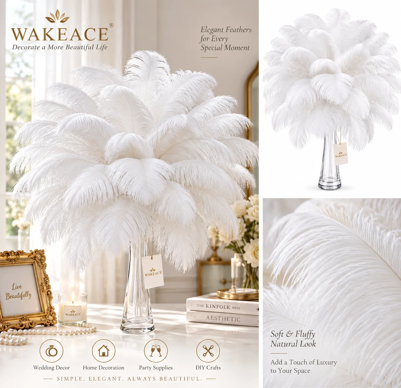 10PCS 15-55cm Colorful Ostrich Feathers for Wedding Party Decor DIY Crafts Table Centerpieces Carnival Costume Accessories