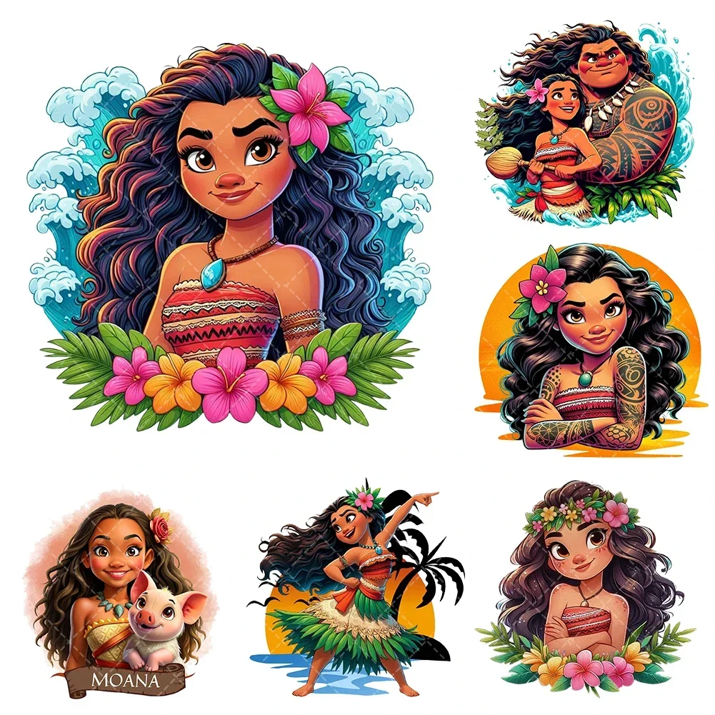 Moana Princess Heat Adhesive Iron On Transfer Sticker Ocean Adventure Thermal Transfer Fusible Sticker For Clothes Diy