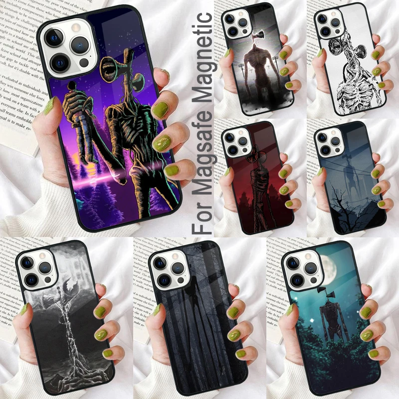 

Магнитный мягкий чехол с сиреной для телефона iPhone 16 Promax 15 Pro 13 14 Plus 11 12 Mini MagSafe Coque