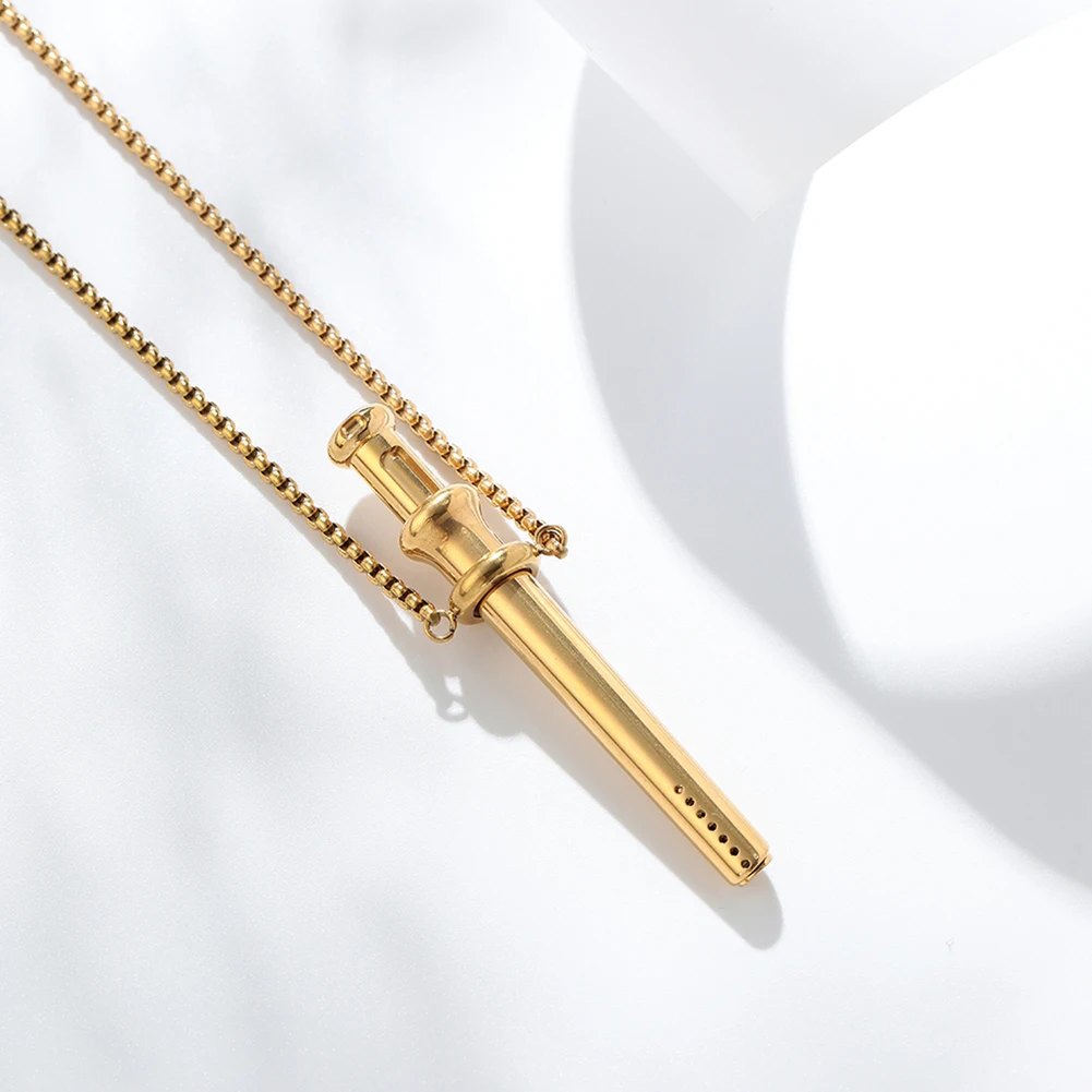 Breathing Resistance Whistle Necklace Stainless Steel Anxiety Necklace Meditation Jewelry for Anxiety & Stress Relief