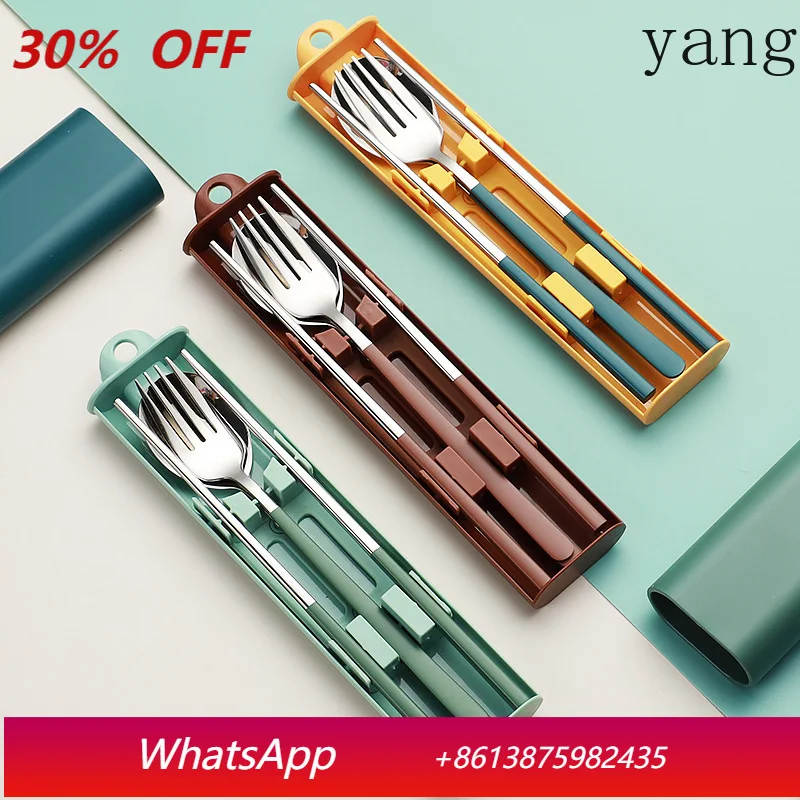 

LMM stainless steel portable tableware spoon fork chopsticks three-piece creative tableware set