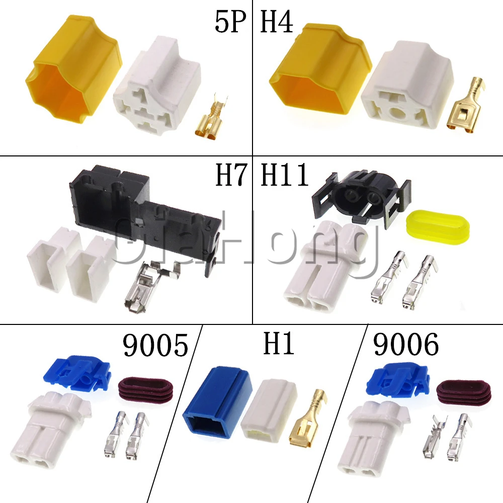 1 Set 1/2/3/5 Ways AC Assembly Car Ceramic Large Current Cable Socket Truck Light Lamp Plug Connector H1 H4 H7 H11 9005 9006