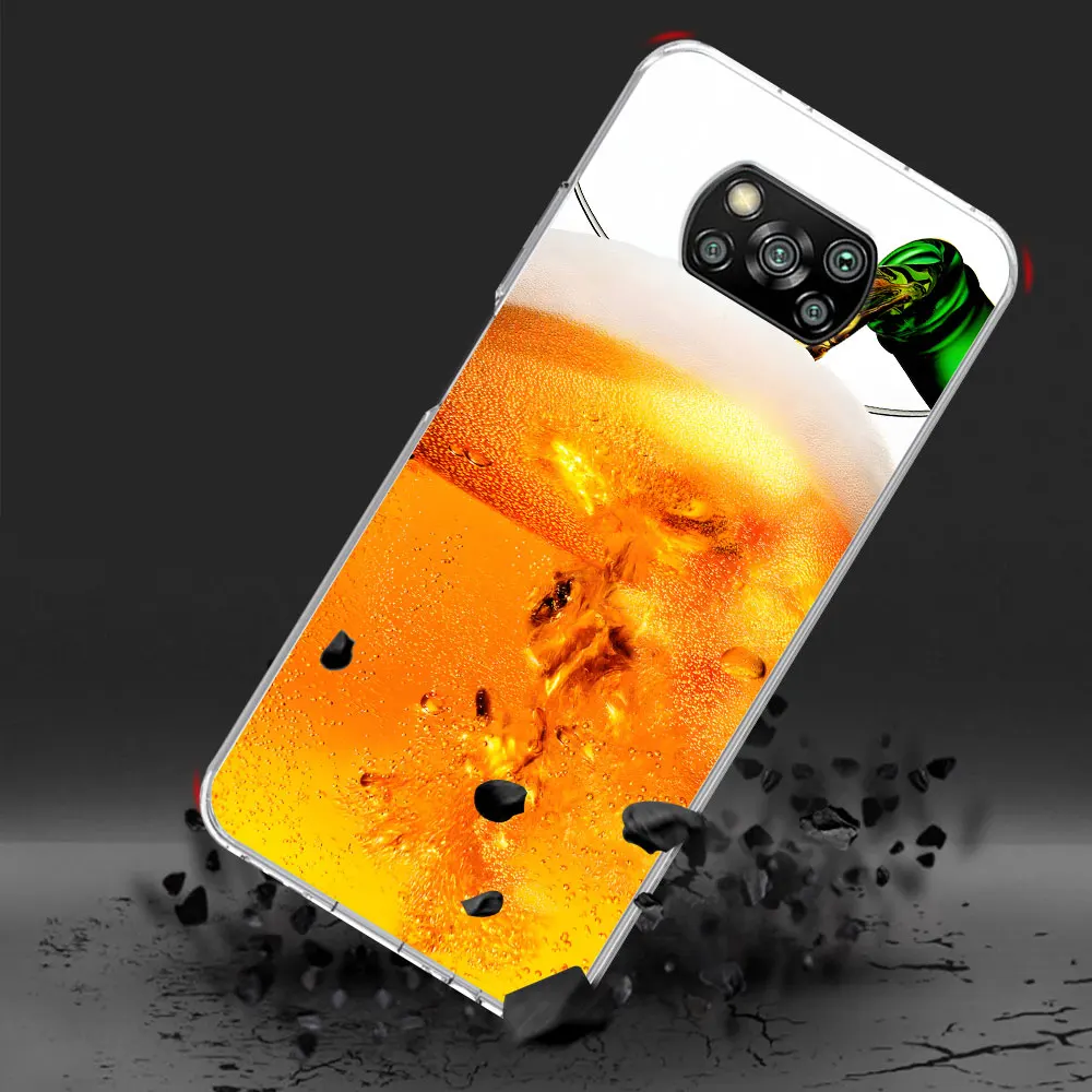 World Beers Alcohol Bubble Case for Xiaomi Poco F4 F5 M3 M4 M5 M5s X3 GT X4 NFC X5 X6 Pocophone F1 F2 Pro F3 TPU Phone Cover