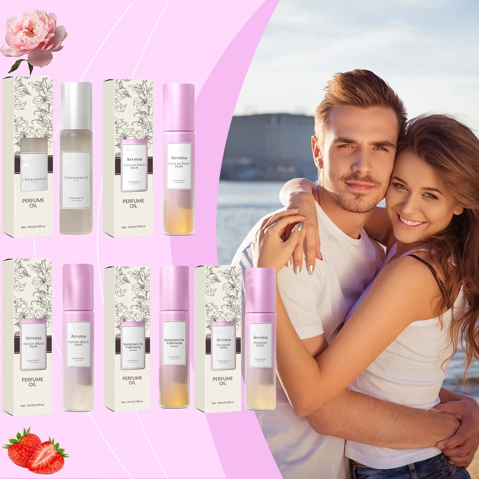 Aceite de perfume roll-on portátil: extracto natural, aroma afrutado |   Fragancia fresca duradera para citas de amantes y uso diario