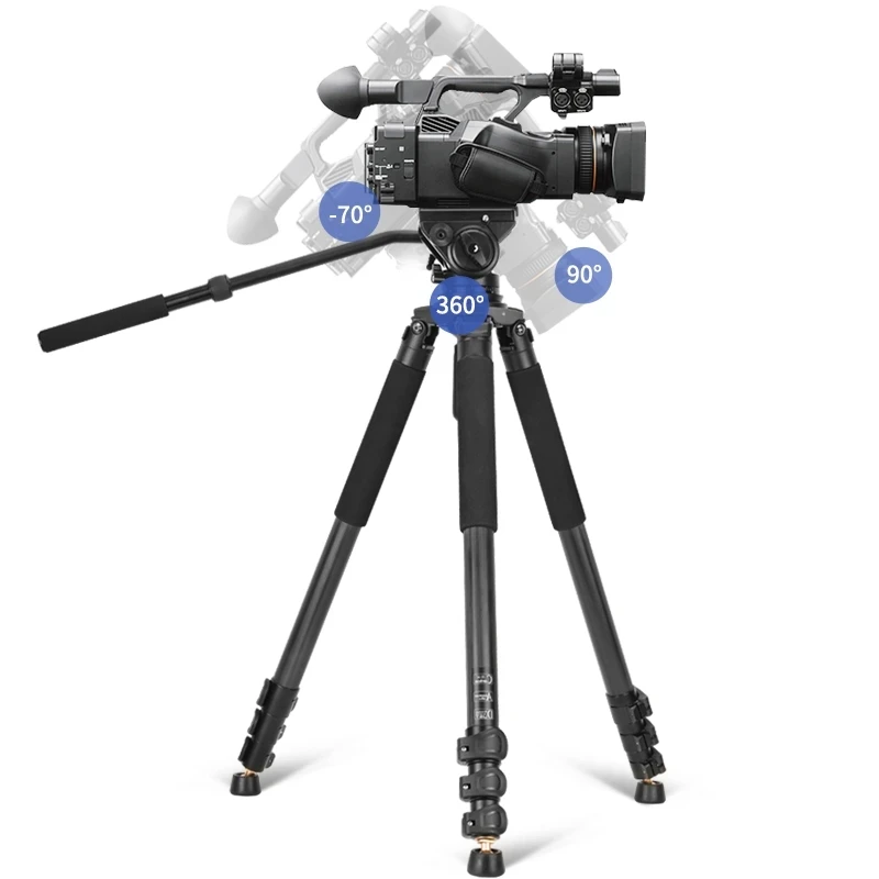 QZSD Q680C Carbon Fiber Professional Tripod Hand-held Panoramic Hydraulic Damping Pan-tilt for Digital Camera Photography