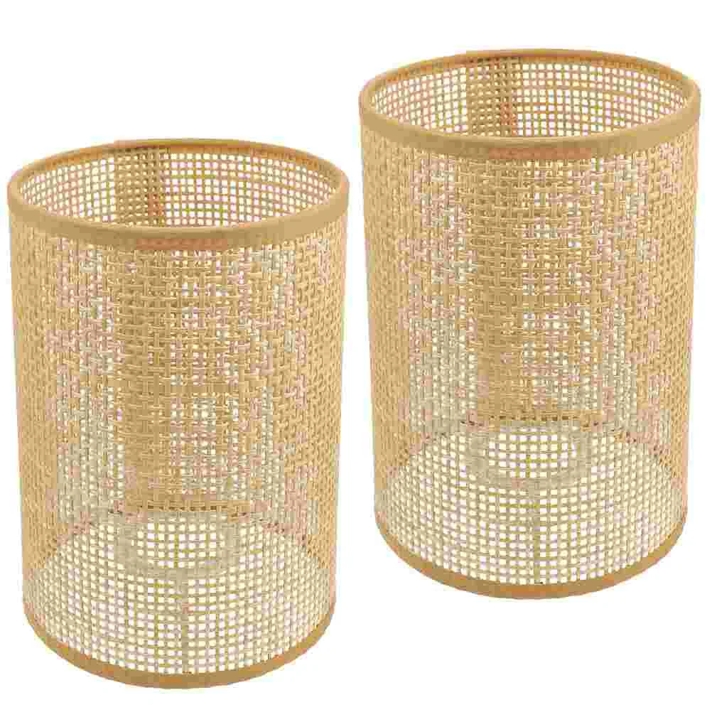 

2 Pcs Light Fixtures Lamp Shade Rustic Shades Unique Ceiling Rattan for Table Lamps Woven Lampshade Drum