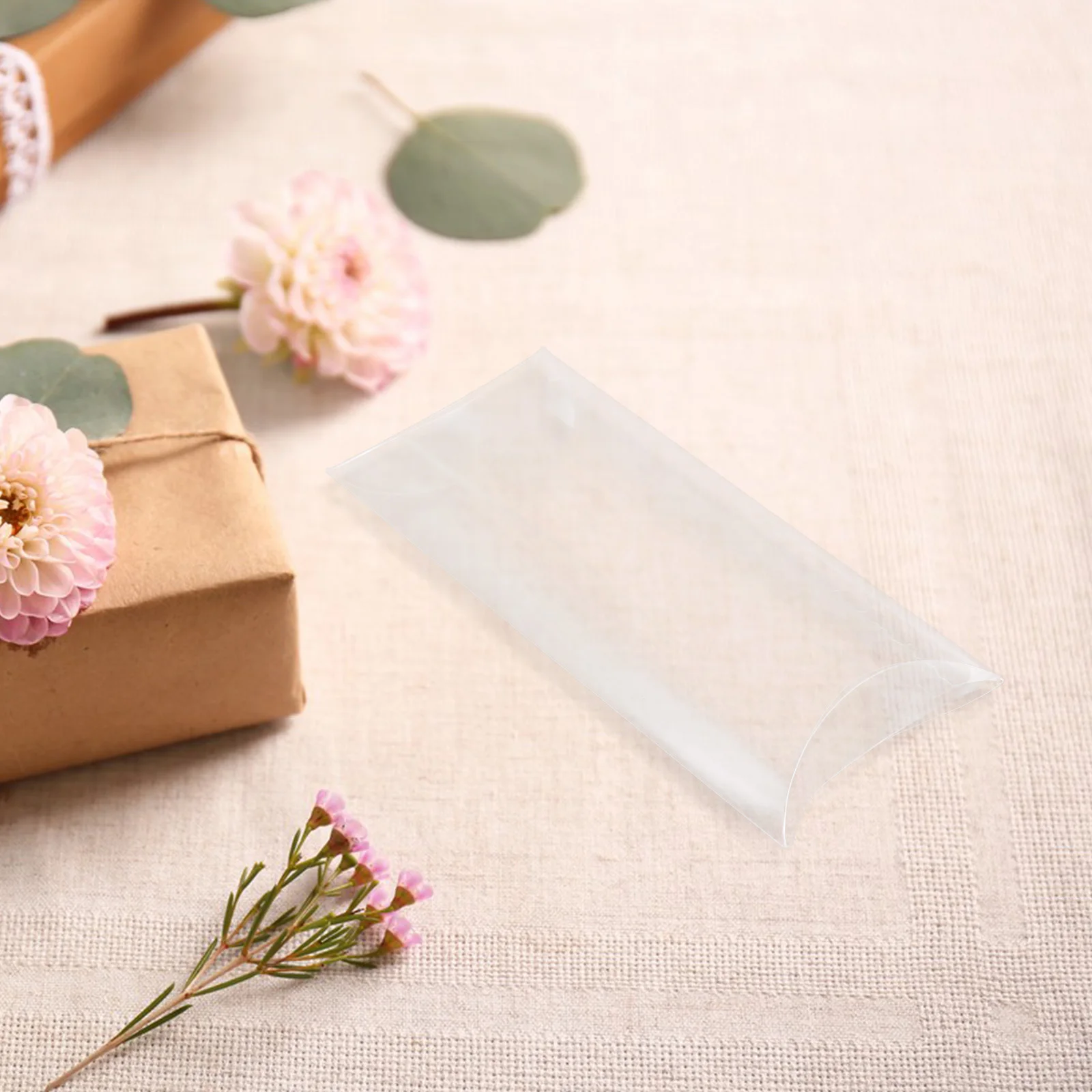 

50Pcs Clear Plastic Pillow Box Transparent Treat Packaging for Birthday Wedding Festival Cookie Candy Favor Snack Storage