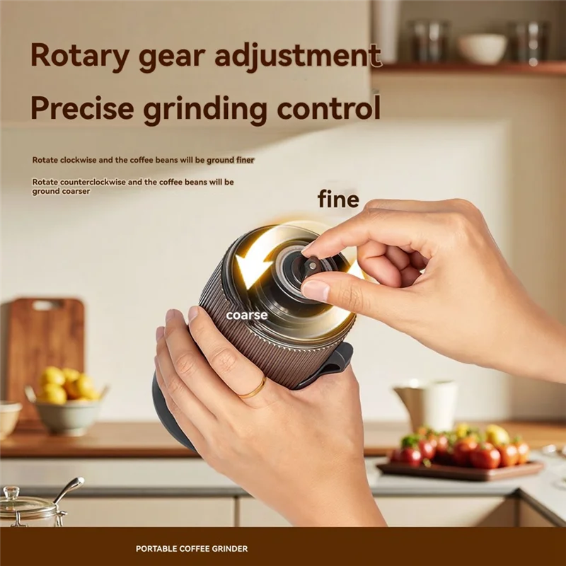 ASWUT-Portable Electric Coffee Grinder Adjustment One-Button Start Bean Grinder USB Rechargeable Home Outdoor Blender