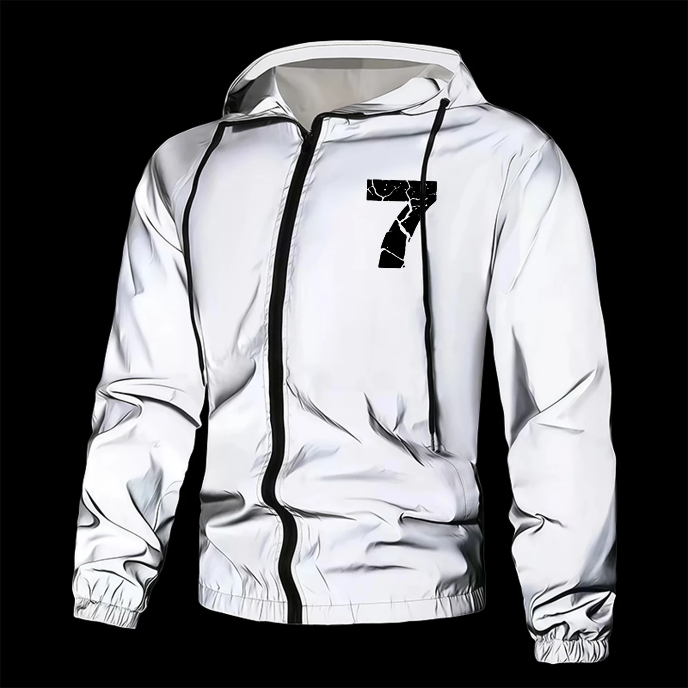 

Men's Reflective Jacket Full Zip Casual Outwear Spring Autumn Polyester Lined Lightweight Windproof Safety Coat for Outdoor W