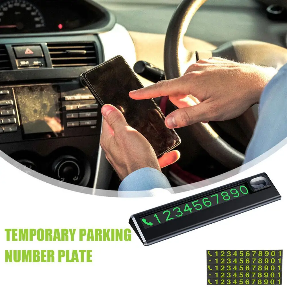 Digital Luminous Phone Number Plate Universal Temporary Plate Stop Sign Telephone Parking Card Sign Car Temporary Parking N O0P9