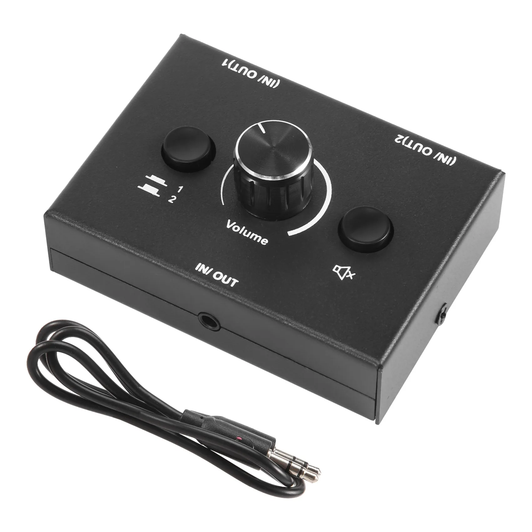 

3.5mm Audio Switcher, 2 Input 1 Output/1 Input 2 Output Audio Splitter Switcher, Audio Switcher Box, One-Key Mute Button