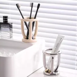 Simple Ceramic Toothbrush Holder Base Multifunctional Toothpaste Holder Portable Toothbrush Organizer Case Bathroom Accessories