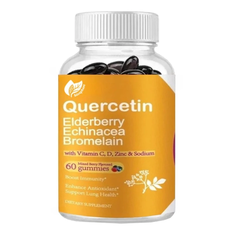 

Кварцетиновые жевательные конфеты содержит бромелайн, ягоды, эхинацеи, витамины С, D, цинк - поддержка иммунной системы, 60 капсул